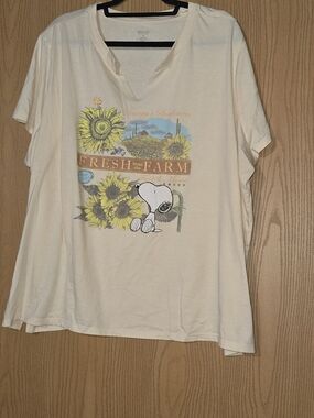 Graphic Tee with Sunflower & Snoopy Artwork